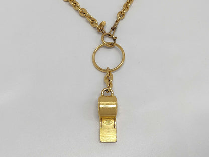 CHANEL Whistle Gold Chain Necklace 96P Necklace