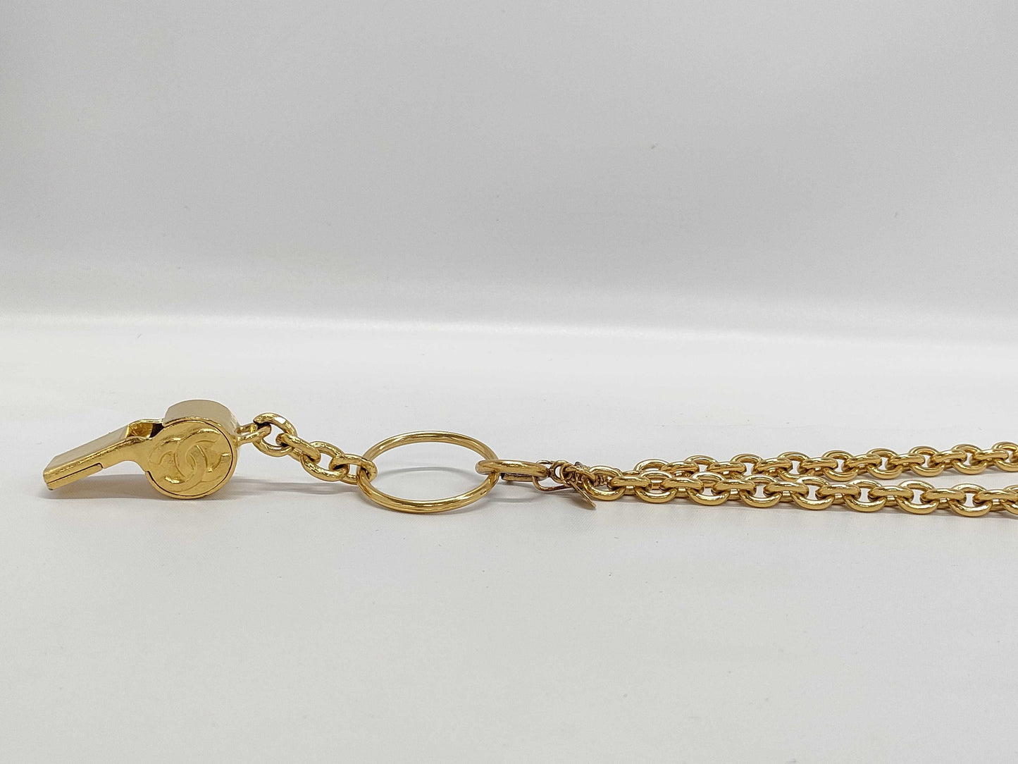 CHANEL Whistle Gold Chain Necklace 96P Necklace