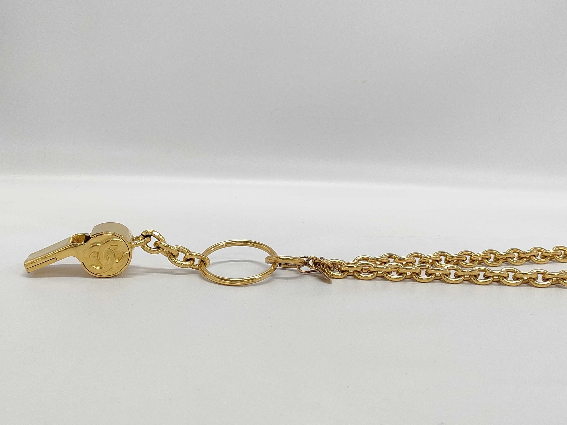 CHANEL Whistle Gold Chain Necklace 96P Necklace