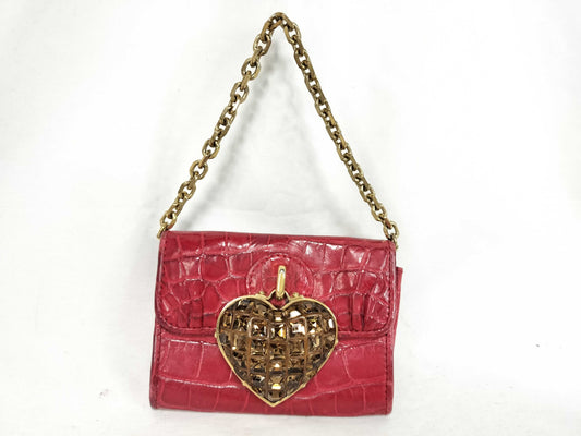 LOEWE Chain Shoulder Pouch Crocodile Heart Rare Pouch