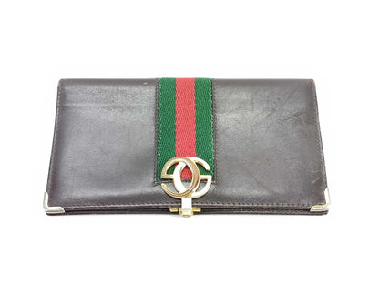 GUCCI Old GUCCI Old Leather Sherry Line Long Wallet