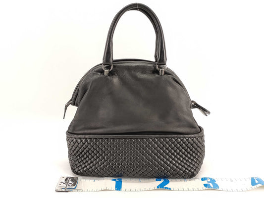 BOTTEGA VENETA Intrecciato Bottega Veneta Handbag Intrecciato Black Leather Handbag