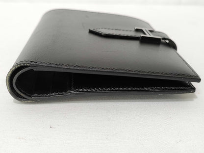 HERMES Bearn Compact Black Box Calf Wallet