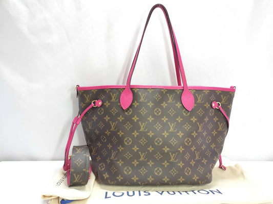 LOUIS VUITTON Monogram Neverfull Inside Out MM Rose Pondicherry M12257 RFID Tote Bag