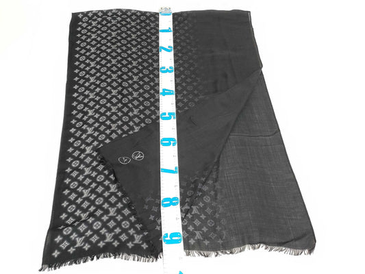 LOUIS VUITTON Monogram Eclipse Blurry Fragment Stole, Wool, Silk, and Cashmere, Black, M73743 OS0137 Other Accessories