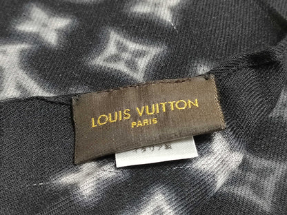 LOUIS VUITTON Monogram Eclipse Blurry Fragment Stole, Wool, Silk, and Cashmere, Black, M73743 OS0137 Other Accessories