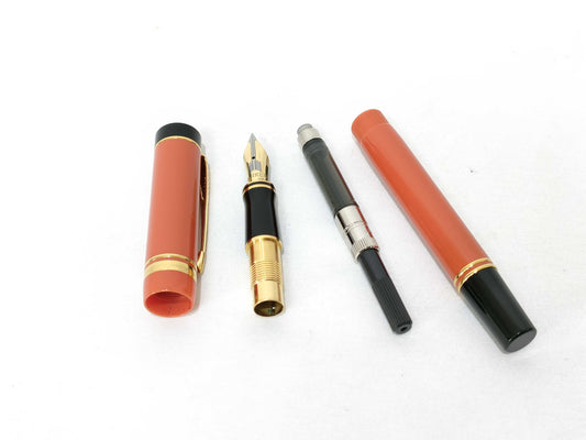 PARKER PARKER Duofold Fountain Pen, 18K Orange, Black, and Gold