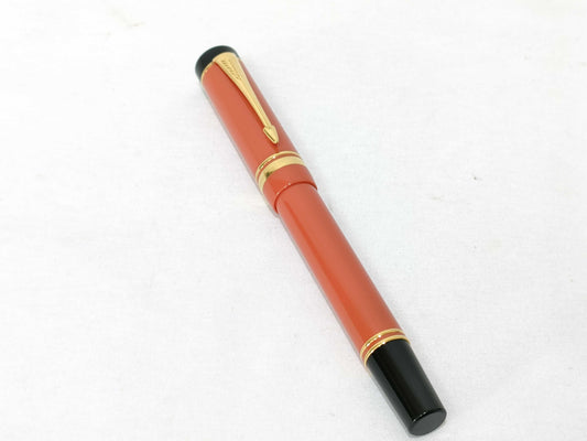 PARKER PARKER Duofold Fountain Pen, 18K Orange, Black, and Gold
