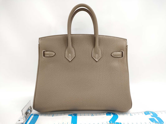 HERMES Birkin 25 Etoupe Gold Hardware Double Stamp Handbag