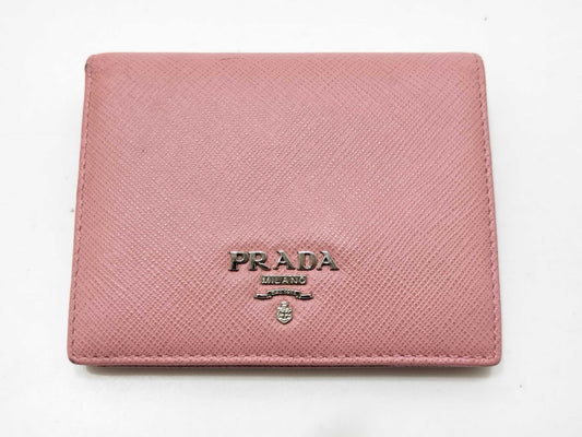 PRADA PRADA Pink Leather Bifold Wallet