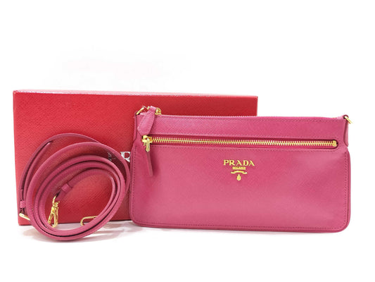 PRADA PRADA Saffiano Leather Pink Pouch