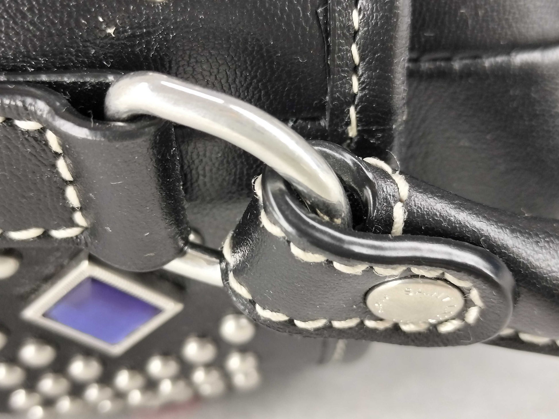 SAINT LAURENT Studded Leather Shoulder Bag