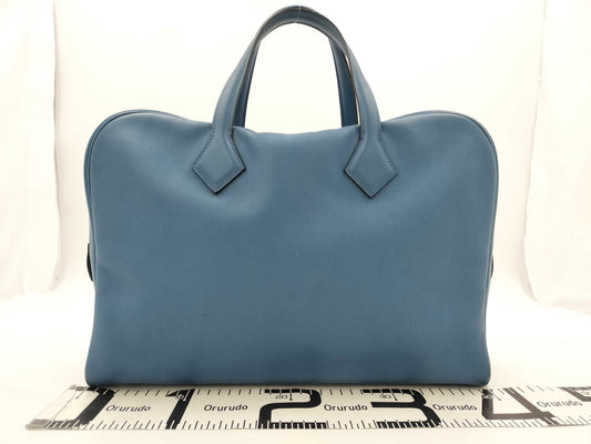 HERMES Evercalf Victoria 45 C Azure Handbag