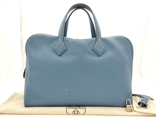 HERMES Evercalf Victoria 45 C Azure Handbag