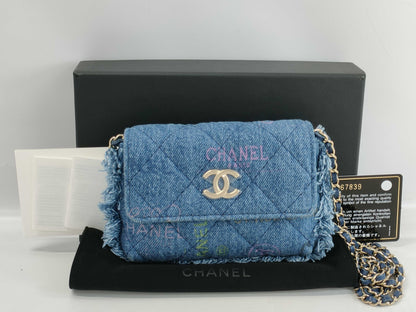 CHANEL Denim/Fringe Shoulder Pouch AP2602 32 Series Shoulder Bag