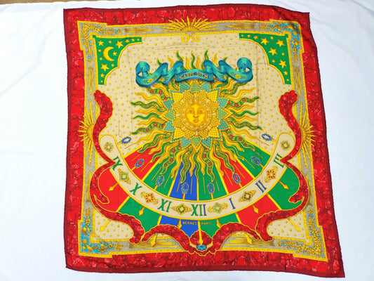 HERMES Carre Hermes Scarf Carre 90 CARPE DIEM Sun and Moon Scarf