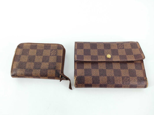 LOUIS VUITTON Damier Wallet Set with serial number.