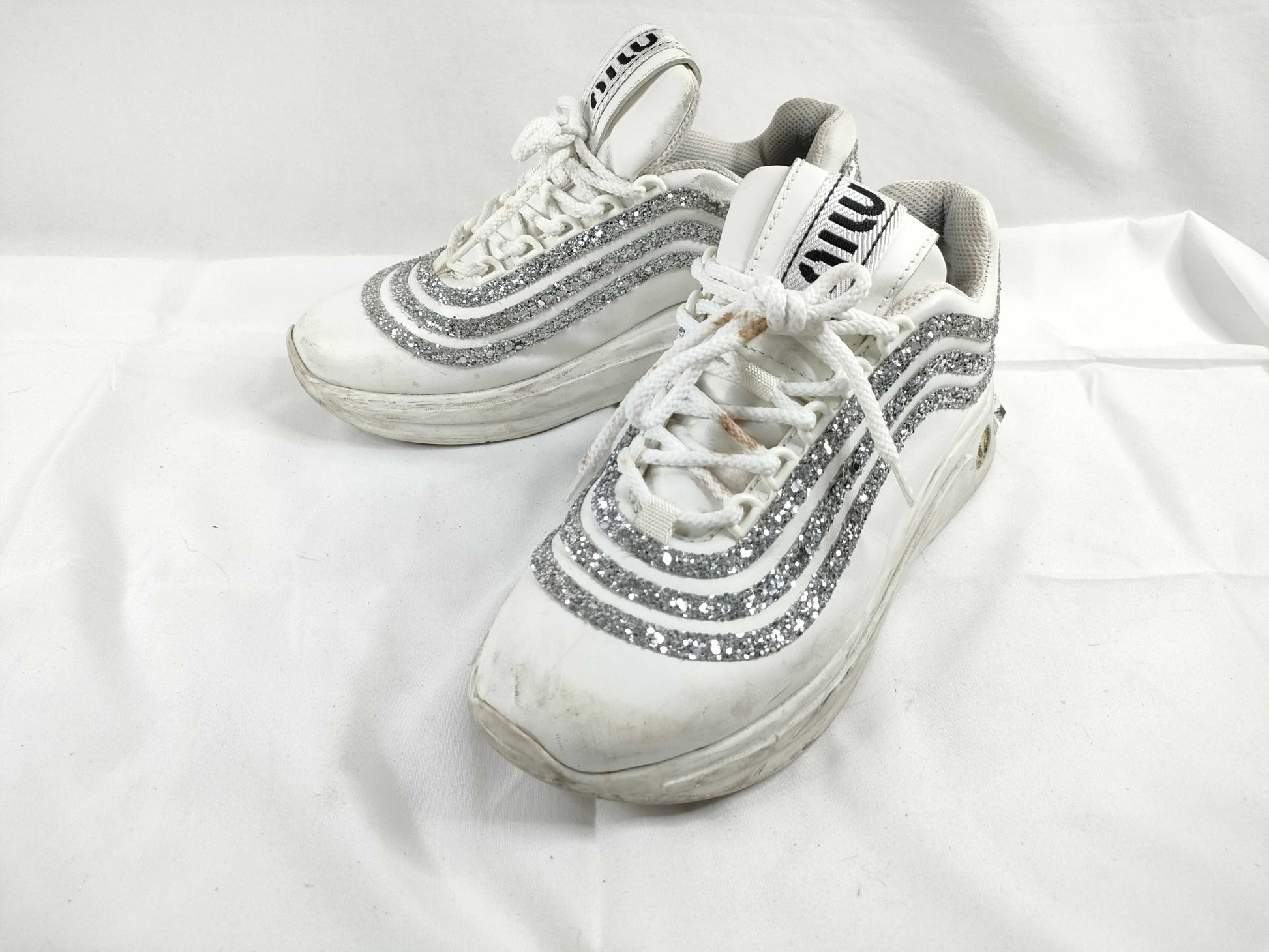 Miu Miu Miu glitter beaded stud platform sneakers MIU MIU sneakers