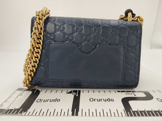 GUCCI Guccissima Padlock GG Small Shoulder Bag Blue Shoulder Bag