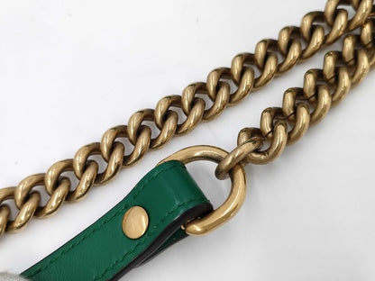 GUCCI GG Marmont Leather Chain Shoulder Bag in Green