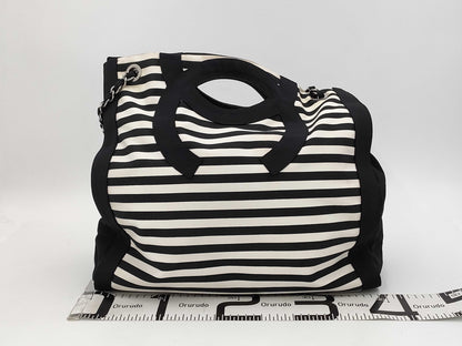 CHANEL Coco Mark Border Pattern Black Cruise Line A47944 Chain Shoulder Bag