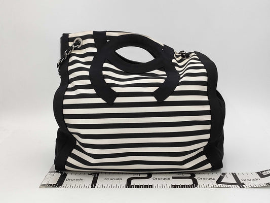 CHANEL Coco Mark Border Pattern Black Cruise Line A47944 Chain Shoulder Bag