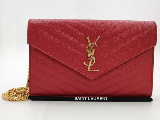 SAINT LAURENT Saint Laurent Long Wallet Shoulder Bag Red