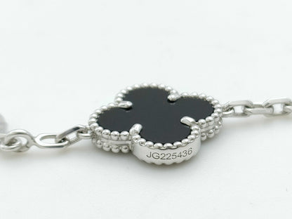 Van Cleef & Arpels Vintage Alhambra Onyx and Diamond Bracelet in WG Au750, 12.1g 