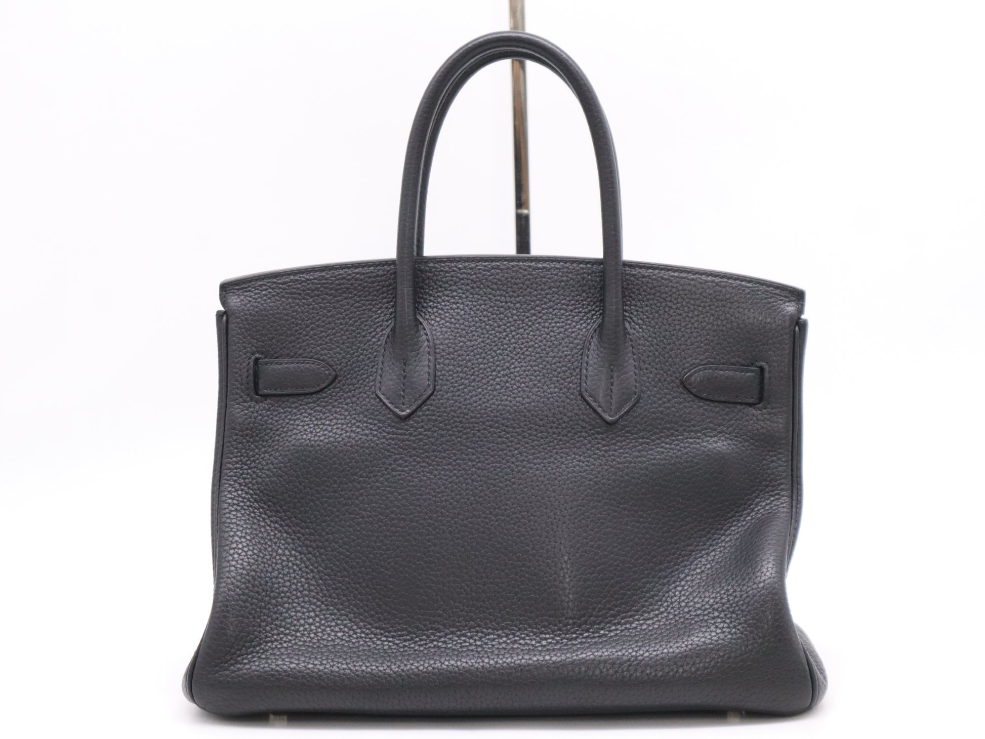 HERMES Leather Birkin 30 Black PK with Clochette, Cadena, and 2 Keys, □M Stamp, 2009, 38 Handbag