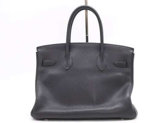 HERMES Leather Birkin 30 Black PK with Clochette, Cadena, and 2 Keys, □M Stamp, 2009, 38 Handbag