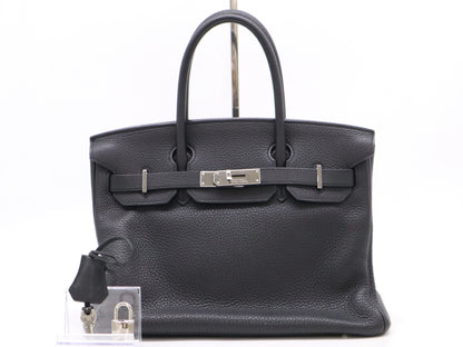 HERMES Leather Birkin 30 Black PK with Clochette, Cadena, and 2 Keys, □M Stamp, 2009, 38 Handbag