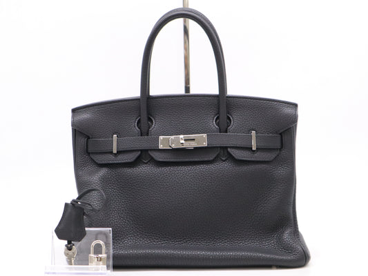 HERMES Leather Birkin 30 Black PK with Clochette, Cadena, and 2 Keys, □M Stamp, 2009, 38 Handbag