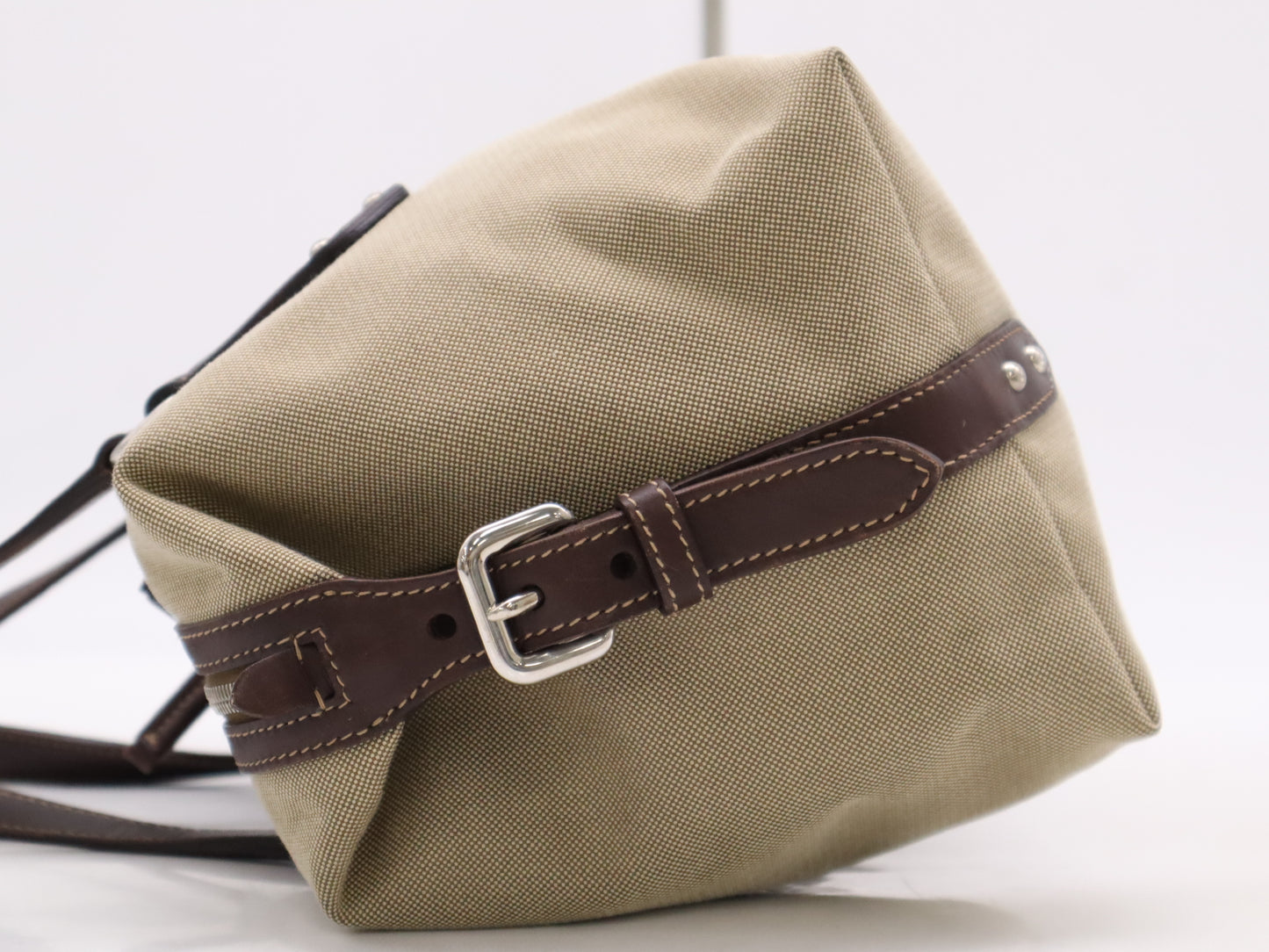 PRADA Canvas/Leather Logo Jacquard Bag Handbag