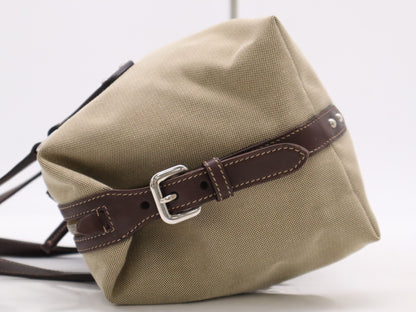 PRADA Canvas/Leather Logo Jacquard Bag Handbag