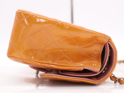 CHANEL Enamel Matelasse 26 Double Flap Double Chain Shoulder Bag with Sterling Silver Hardware and Orange Seal 6662396