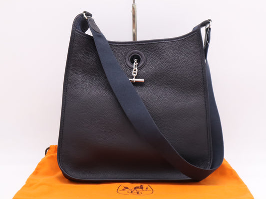 HERMES Leather Vespa GM □H Stamp 2004 Black Shoulder Bag with Dust Bag