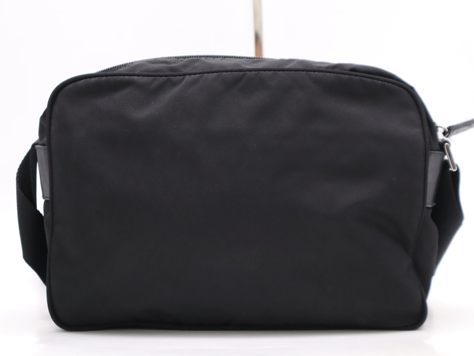 PRADA nylon triangle logo nylon shoulder bag with white tag