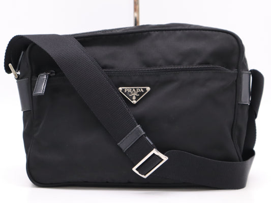 PRADA nylon triangle logo nylon shoulder bag with white tag