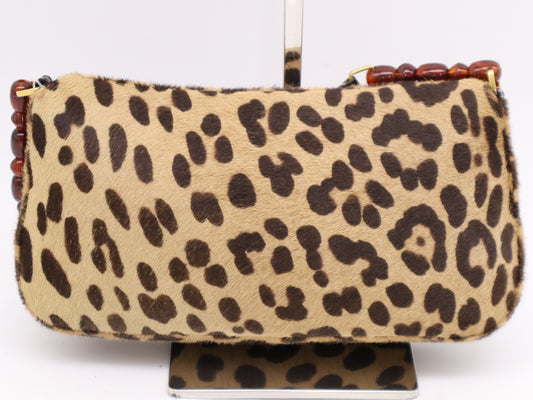 Dior Harako/Patent Leather Maris Pearl Leopard Print Handbag