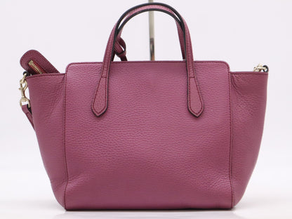 GUCCI Leather Swing Mini 2-Way Bag, Purple, with Name Tag and Shoulder Strap