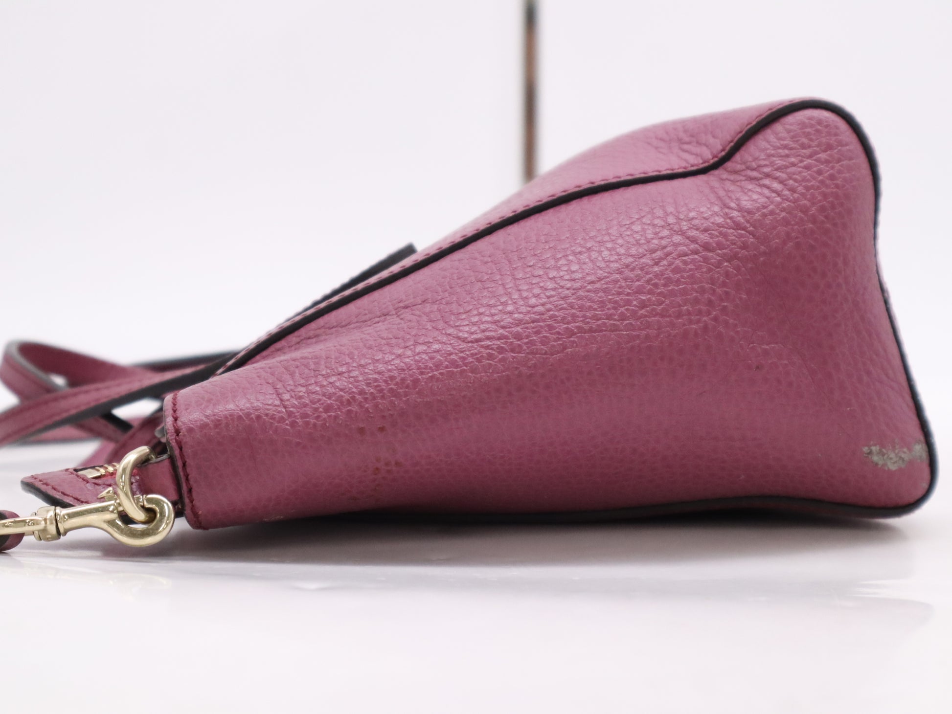 GUCCI Leather Swing Mini 2-Way Bag, Purple, with Name Tag and Shoulder Strap