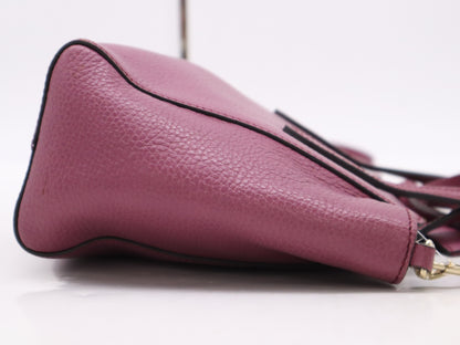 GUCCI Leather Swing Mini 2-Way Bag, Purple, with Name Tag and Shoulder Strap