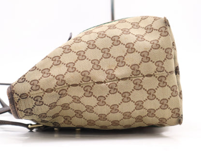 GUCCI 137396 GG Canvas Tote Bag, Sherry, Canvas and Leather, Brown Handbag