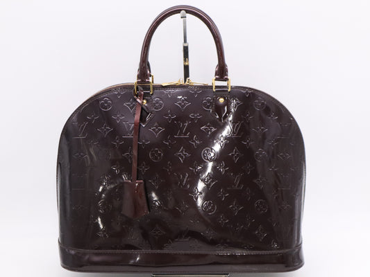 LOUIS VUITTON M93595 Vernis Alma GM Amaranth Handbag with Cloche and 2 Keys