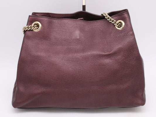 GUCCI 308982 Leather Soho Chain Shoulder Bag Purple Shoulder Bag