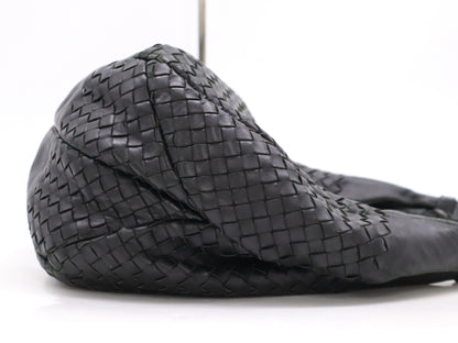 BOTTEGA VENETA BOTTEGA VENETA Lambskin Intrecciato Medium Campana Bag Black Tote Bag