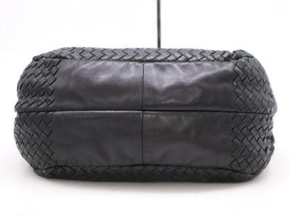 BOTTEGA VENETA BOTTEGA VENETA Lambskin Intrecciato Medium Campana Bag Black Tote Bag