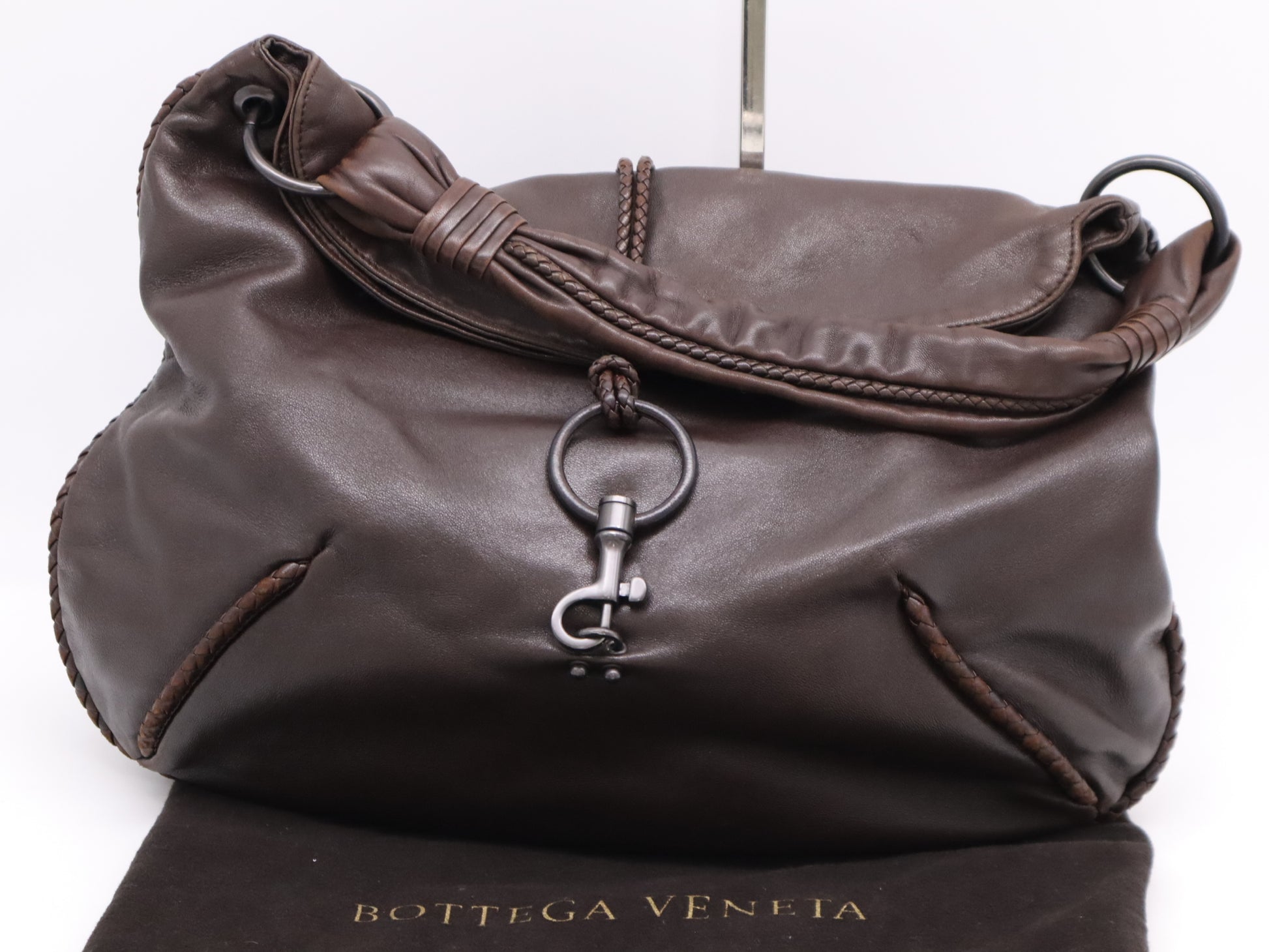 BOTTEGA VENETA BOTTEGA VENETA Leather Intrecciato Shoulder Bag Brown with Dust Bag