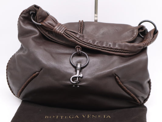 BOTTEGA VENETA BOTTEGA VENETA Leather Intrecciato Shoulder Bag Brown with Dust Bag