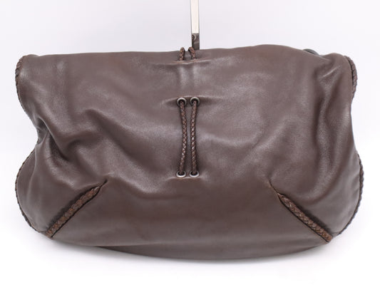 BOTTEGA VENETA BOTTEGA VENETA Leather Intrecciato Shoulder Bag Brown with Dust Bag